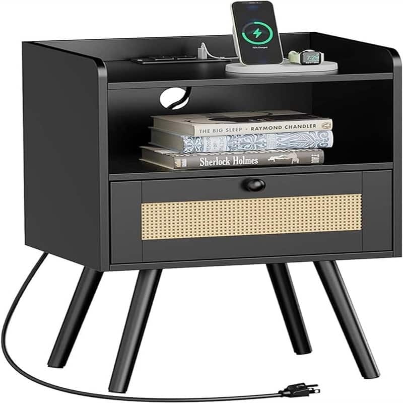 Nightstand with Solid Wood Feet