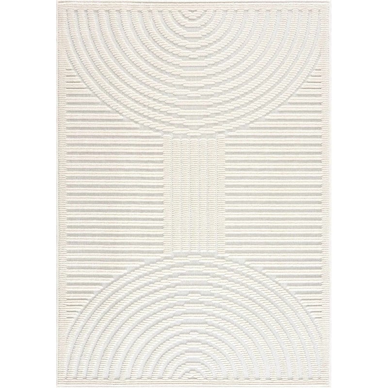 Hauteloom Deron Living Room, Bedroom Machine Washable Area Rug - White, Off White - 2' x 2'10"
