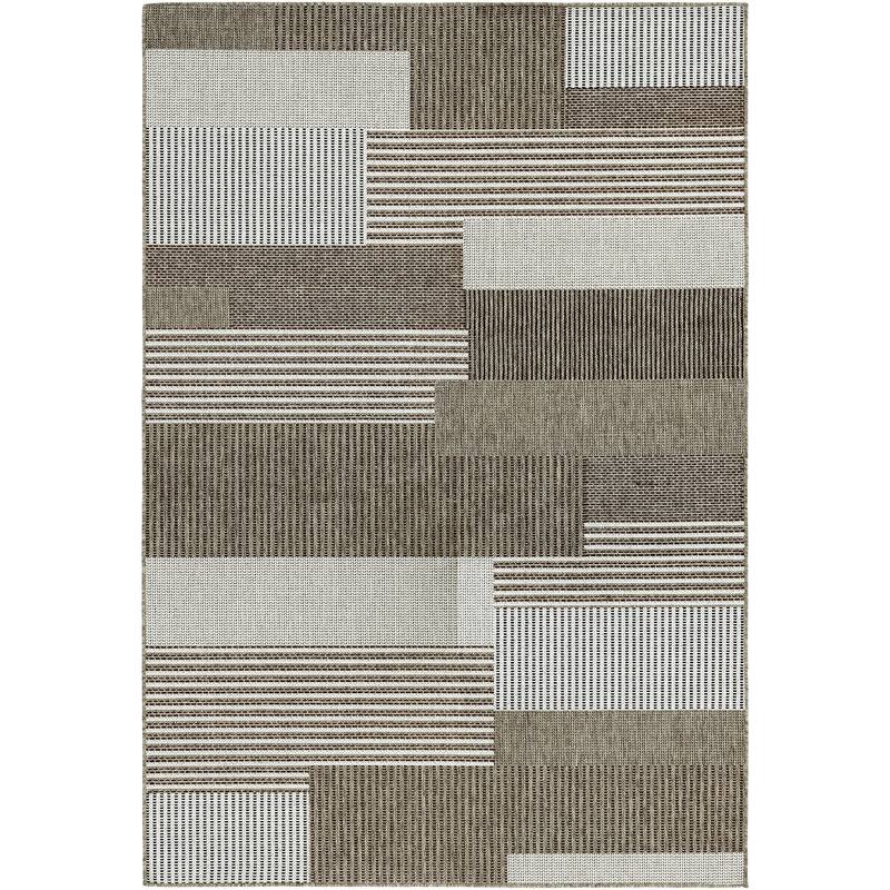 Samantha Graphic Stripe Light Brown- Gray Indoor/ Outdoor Area Rug - 2' x 3'7"