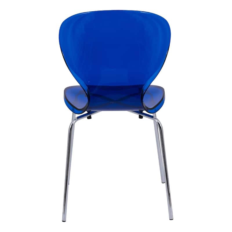 Oyster Modern Ergonomic Transparent Stackable Dining Side Chair with X Shaped Frame Rounded Seat Edge for Indoor Outdoor Use