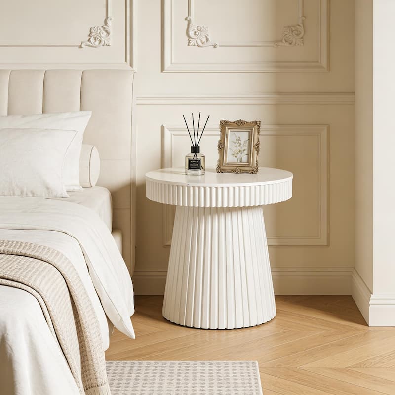 31.5 Inches Round Side Table, Modern Accent End Table, Small Dining Table, Nightstand & Bedside Table for Living Room, Bedroom
