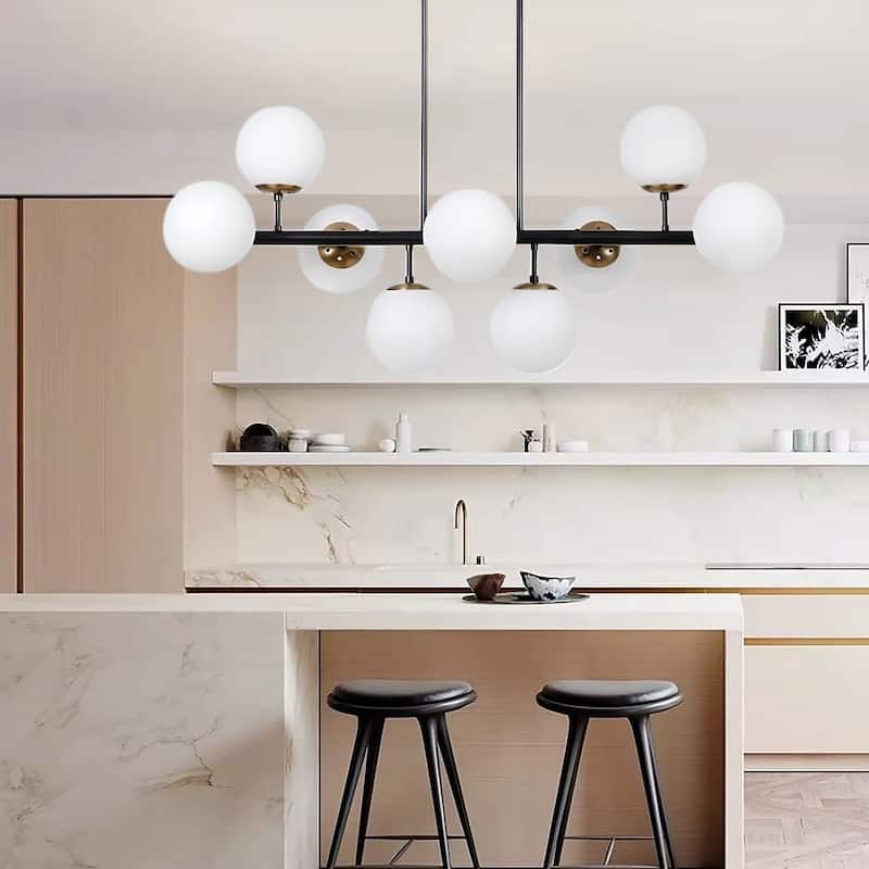White Sphere Pendant Lighting for Kitchen Island, Futuristic Orb Globes (Black or Gold) - N/A - Black/Gold