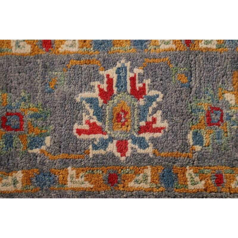 All-Over Gray Floral Kazak Oriental Accent Rug Handmade Wool Carpet - 3'4"x 5'0"