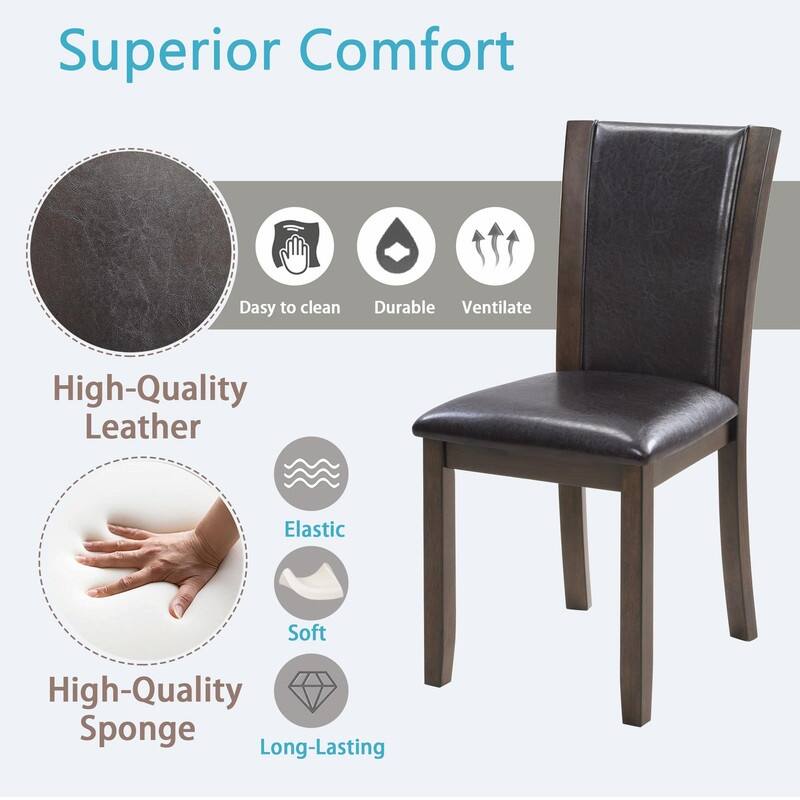 Wooden Dining Chairs Set of 4, Upholstered Side Chairs with Padded Seat for Kitchen & Dining Room