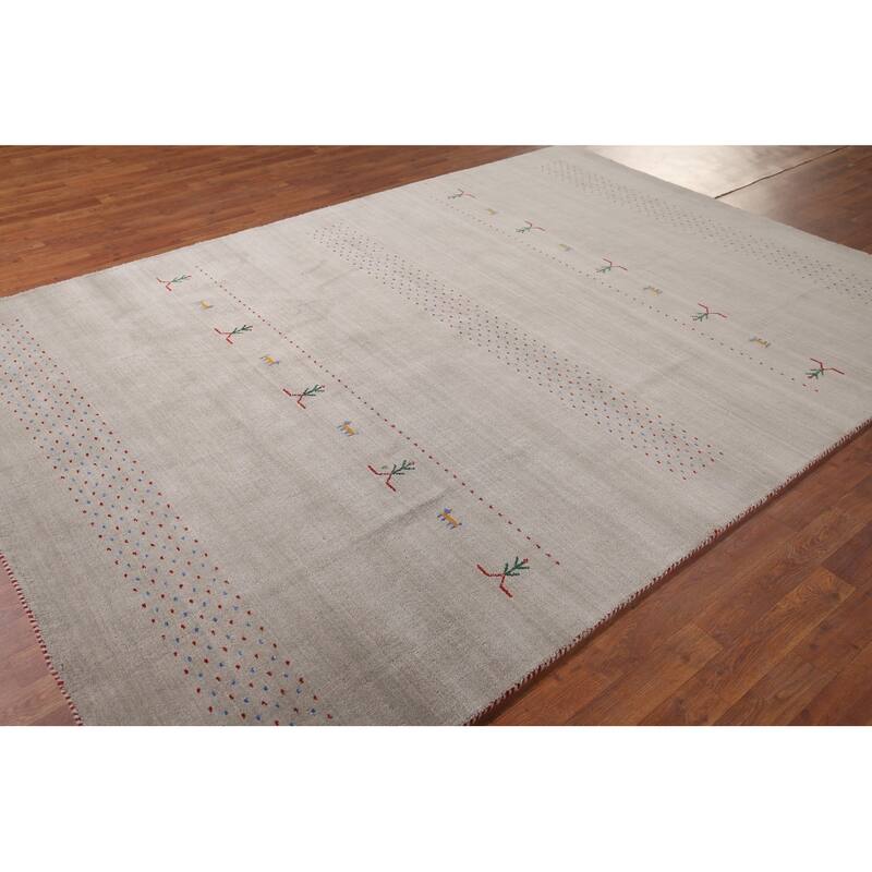 Gabbeh Indian Area Rug Handmade Tribal Wool Carpet - 6'8"x 9'6"