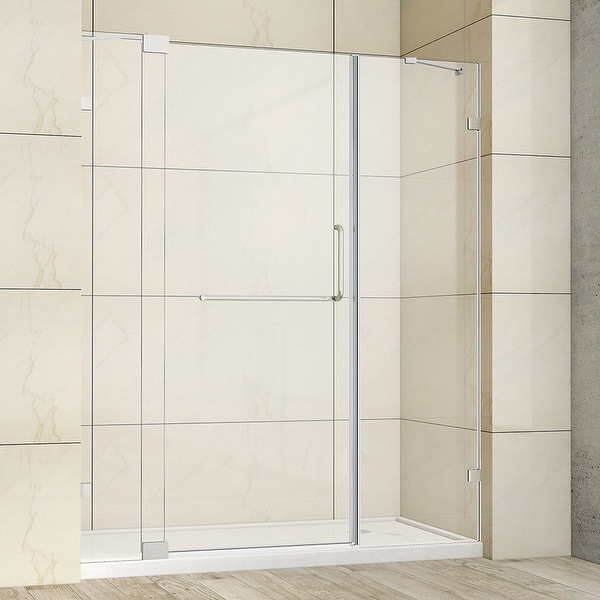 Milano 66" W x 72" H Hinged Frameless Tub Door in Polished Chrome - 66" W x 72" H. Opens flyout.