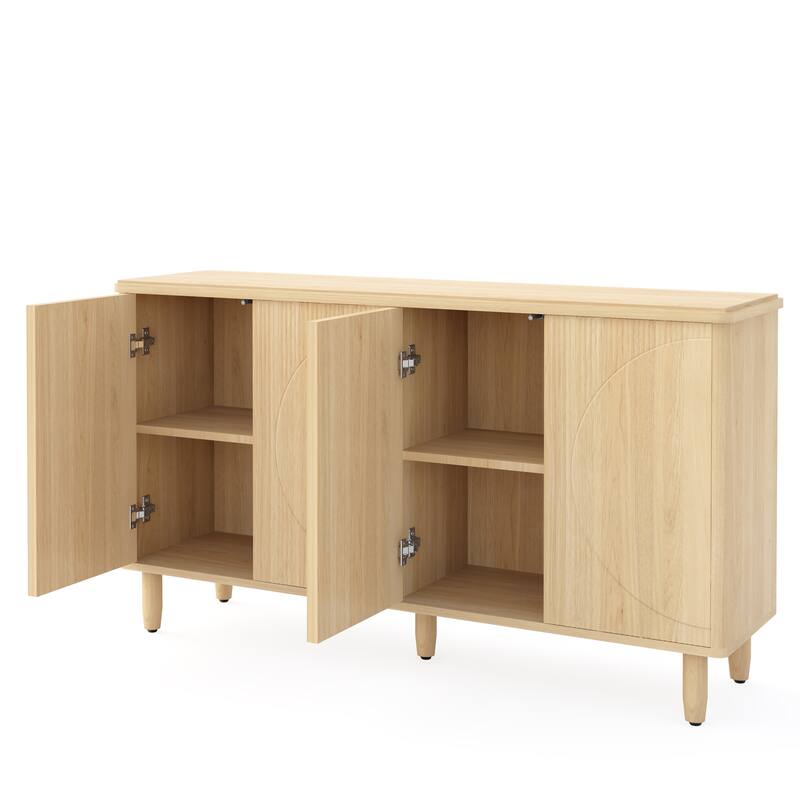 59" Modern Walnut Buffet Sideboard Cabinet with Storage