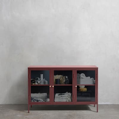 Rye Studio Brianne Modern Metal & Glass 3-Door Sideboard