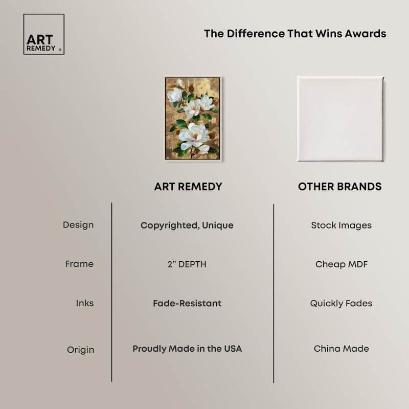 Guilded White flora Canvas by Art Remedy