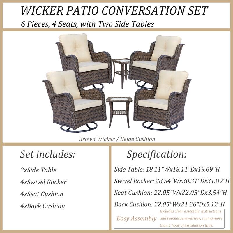 Wicker Patio Furniture Set-Outdoor Patio Conversation Seating Sets
