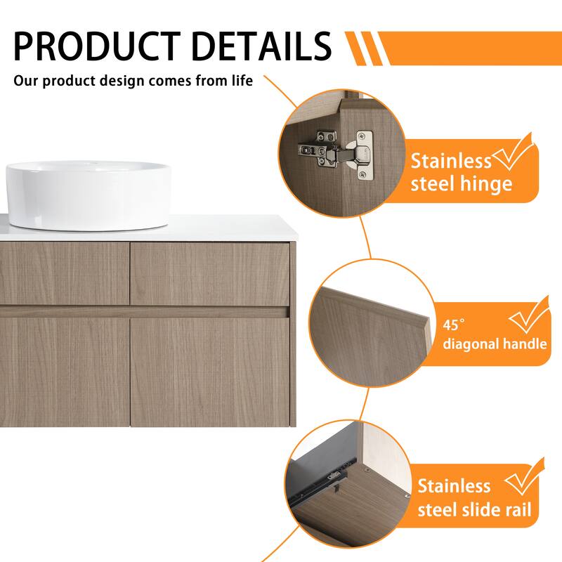 Bathroom Vanity With Sink In 32 Inch, Floating Bathroom Vanity With 2 Soft Close Doors And Drawer