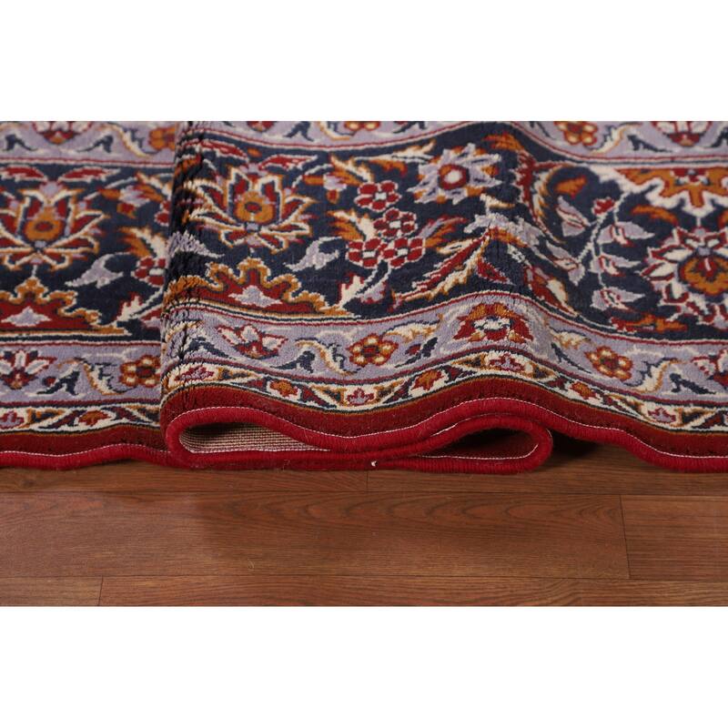 Floral Red Kashan Turkish Rug Machine-Made Medallion Carpet - 9'7" x 12'7"