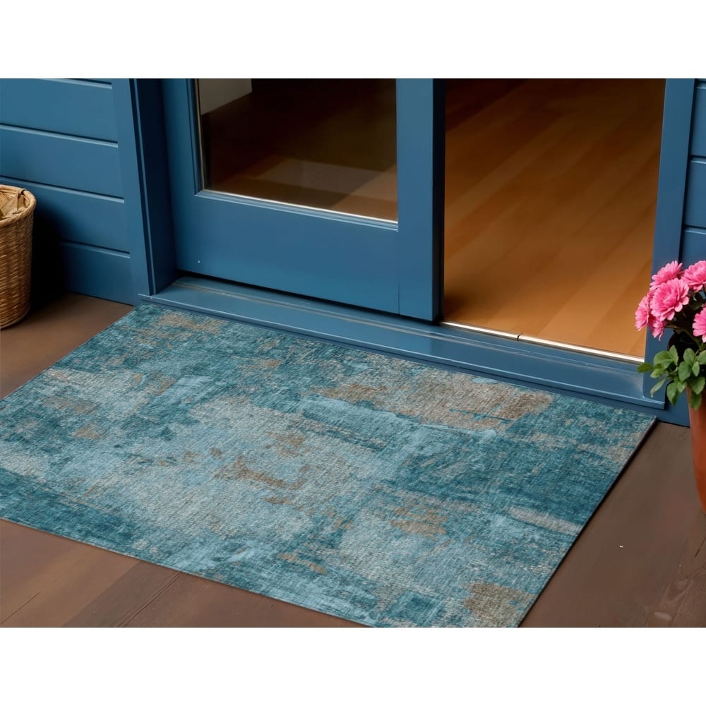HomeRoots Abstract Transitional Rectangle Outdoor Rug