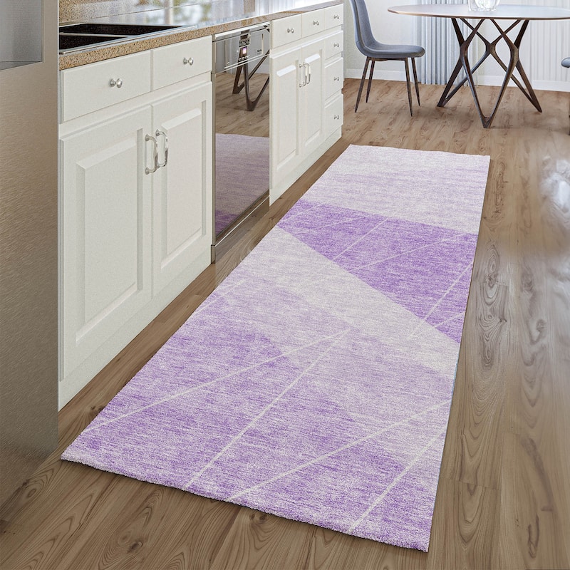 Premium Washable Super Soft Geo Abstract Mayfield Rug - Lavender - 2' 3" x 7' 6" - Runner