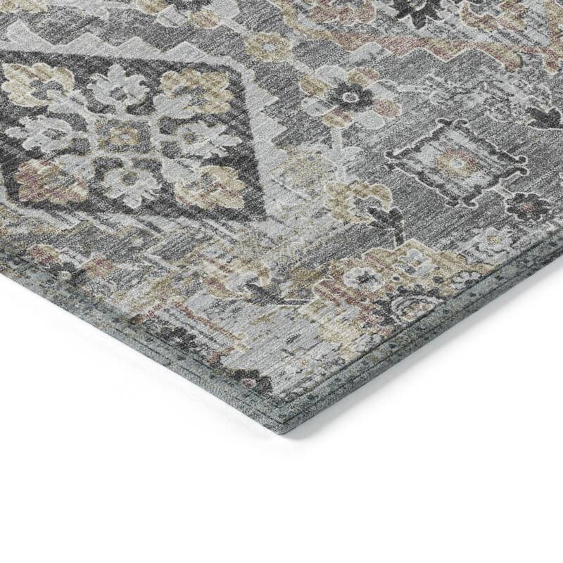 HomeRoots Floral Medallion Traditional Rectangle Outdoor Rug