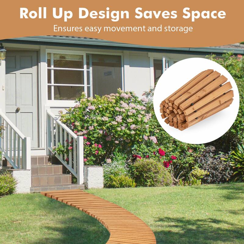 Costway 7 FT Wooden Garden Pathway with Anti-slip Surface Metal Wires - See Details