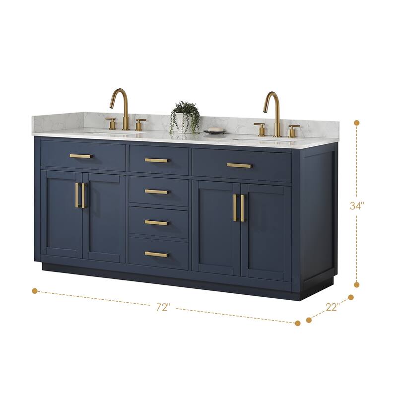 Altair Gavino Bath Vanity with Grain White Composite Stone Top, no Mirror