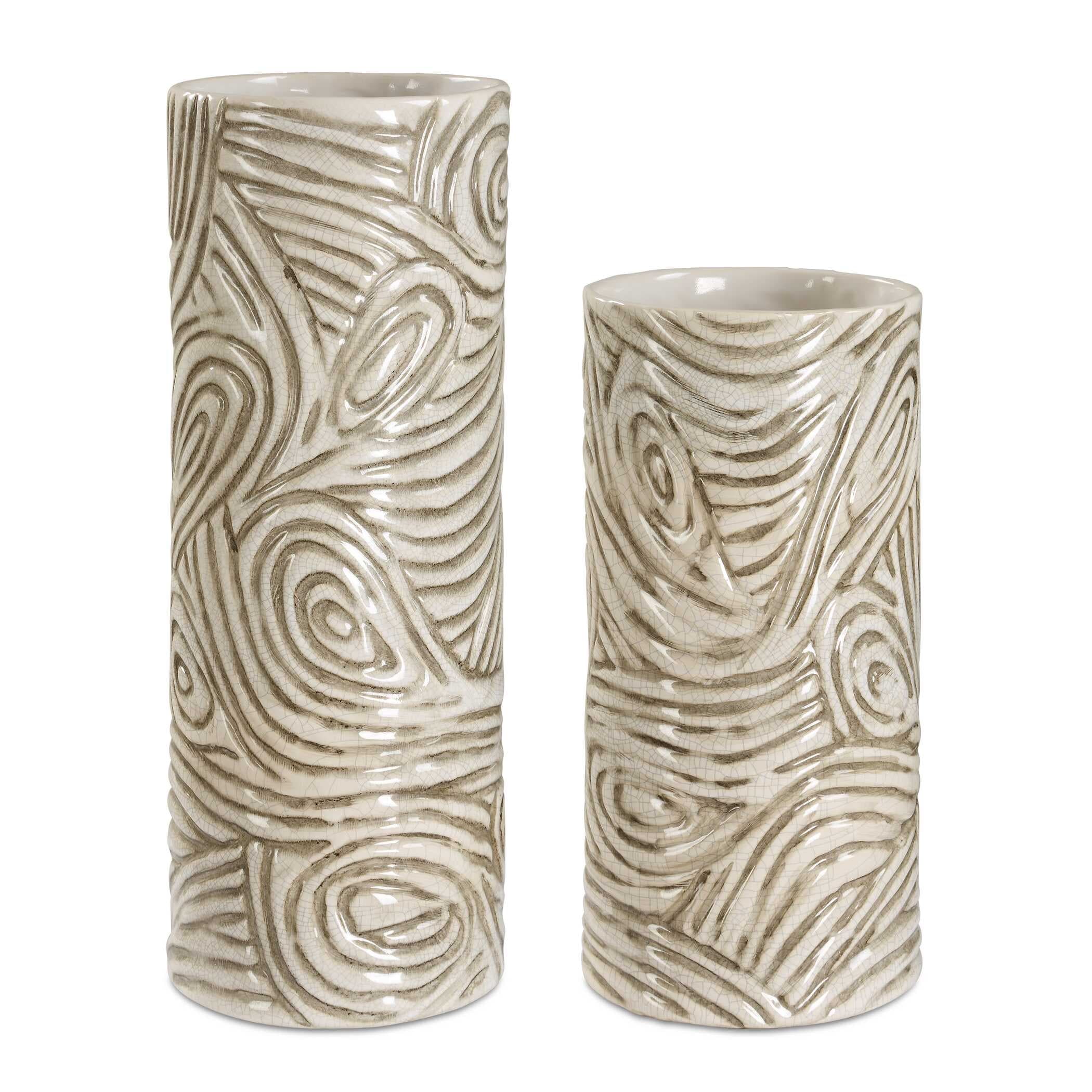 Uttermost Timber Swirl Earth Tone Vases (Set of 2)