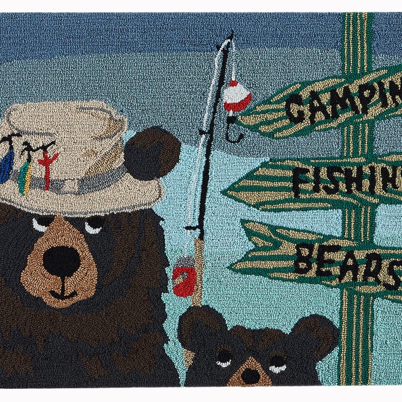 Liora Manne Frontporch Fishing Bears Indoor/Outdoor Rug - 2' x 3'
