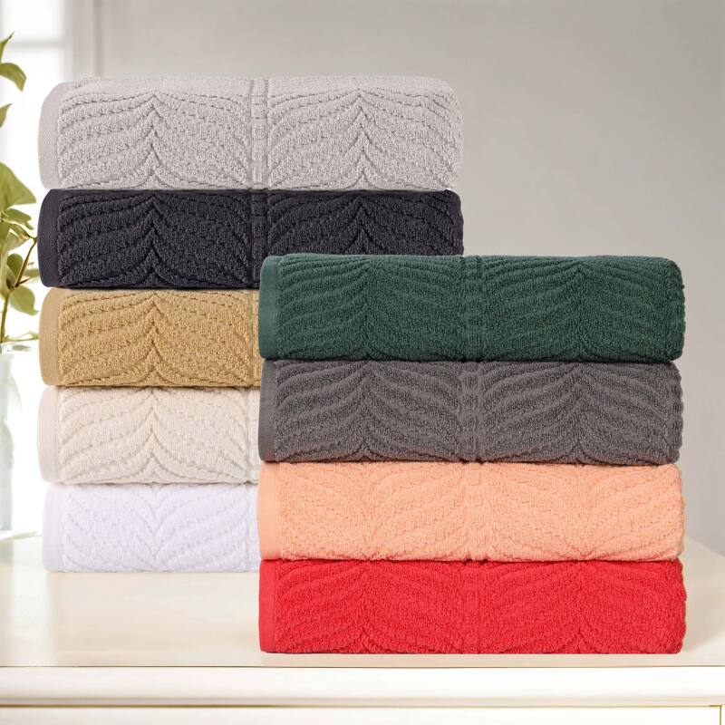 Superior Chevron Zero Twist Solid and Jacquard Cotton Bath Sheet Set of 2
