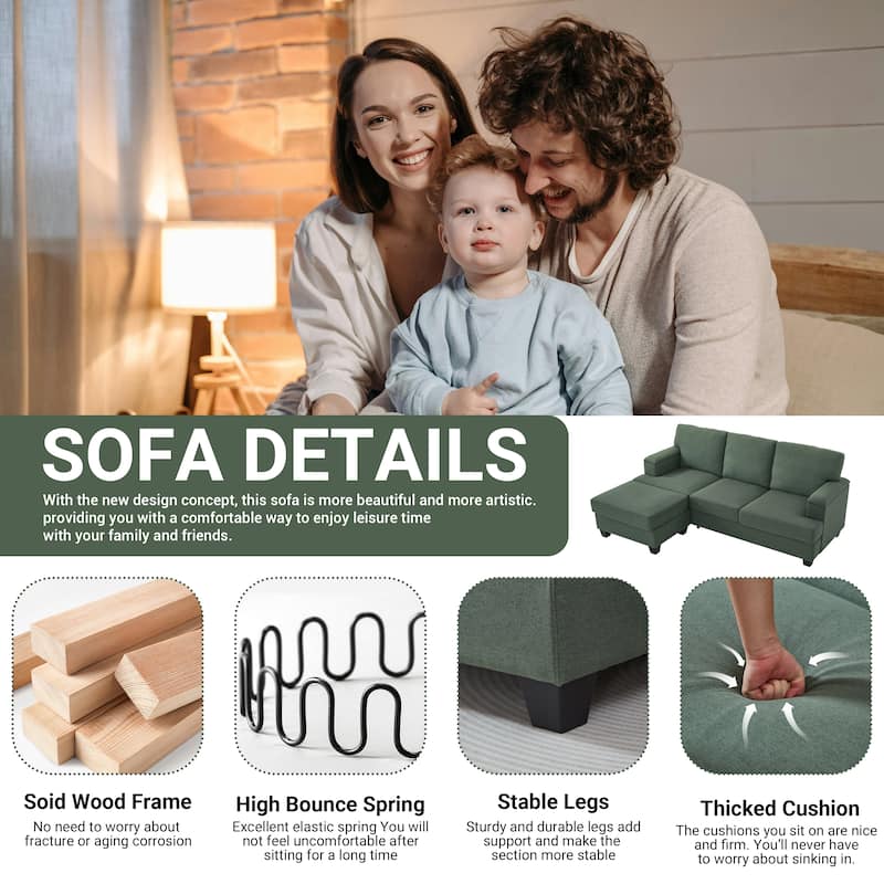 L-shaped Chaise Sectional Sofa with Movable Ottoman, Hidden Storage in Armrests & Seats, Storage Couches with Thick Cushions