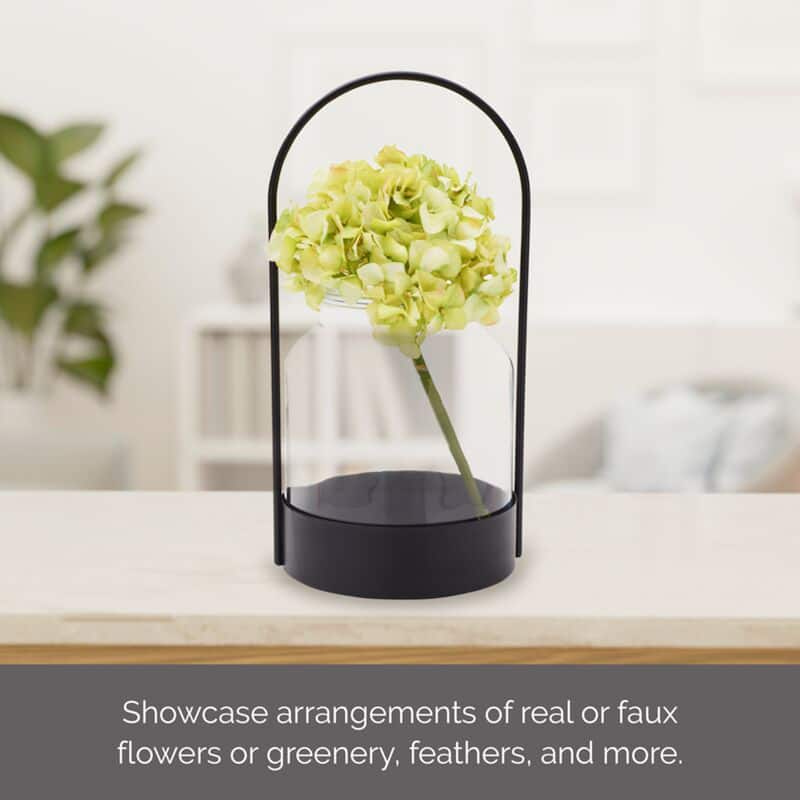 Elements Glass Vase in a Metal Holder, 17 Inch