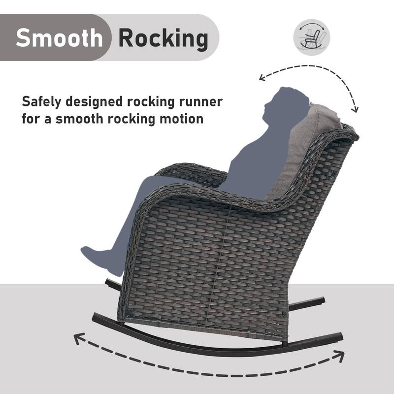 Patio Rocking Chair with Coffee Table Outdoor Rocking Chairs Set of 3