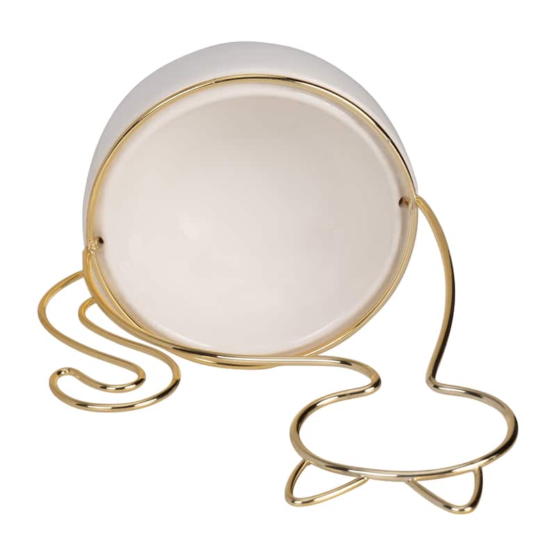 Sagebrook Home 10" Ceramic Cat Trinket Tray in White and Gold, Cat Shaped Jewelry Holder, Great Gift for Cat Lovers