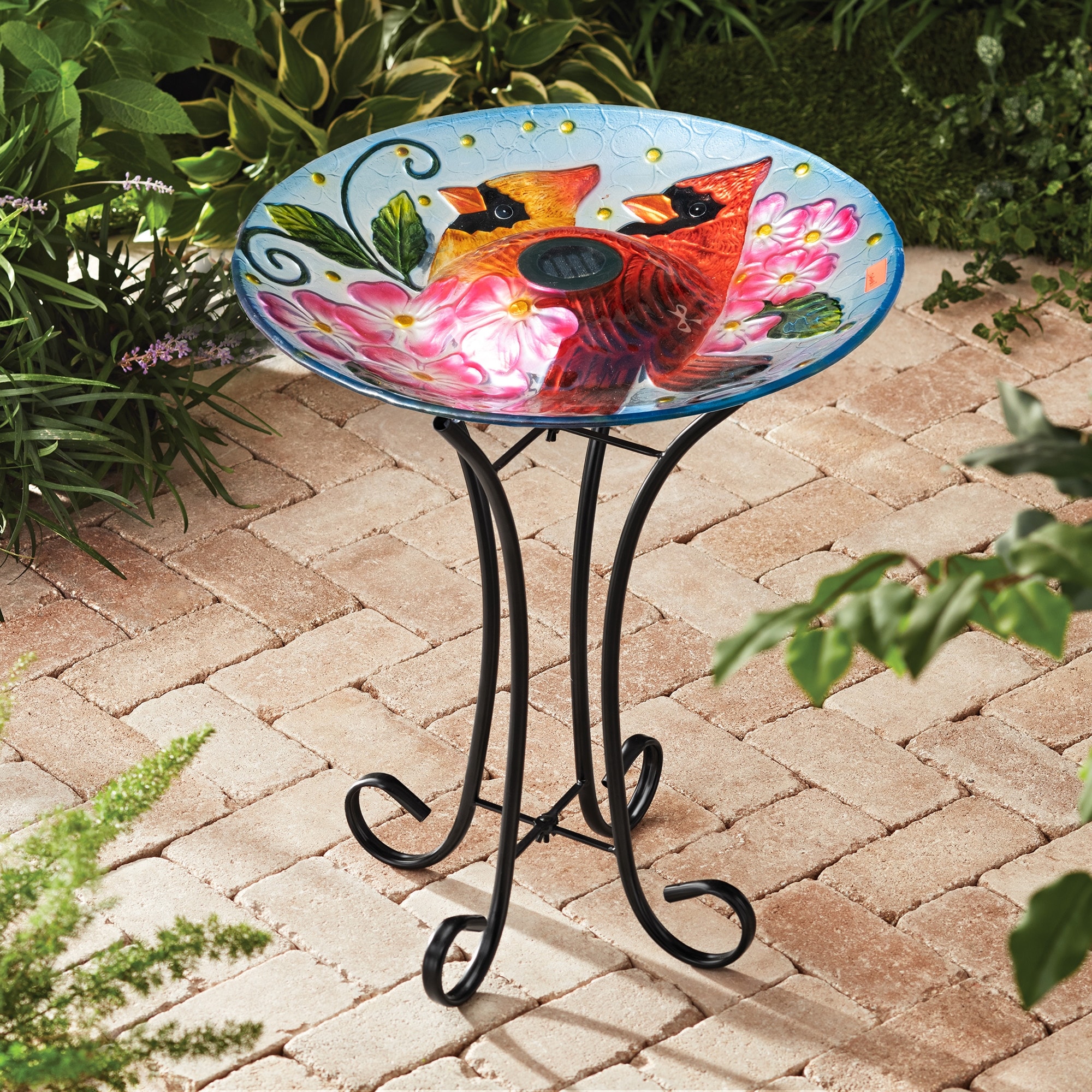Hi-Line Solar Cardinal Bird Bath