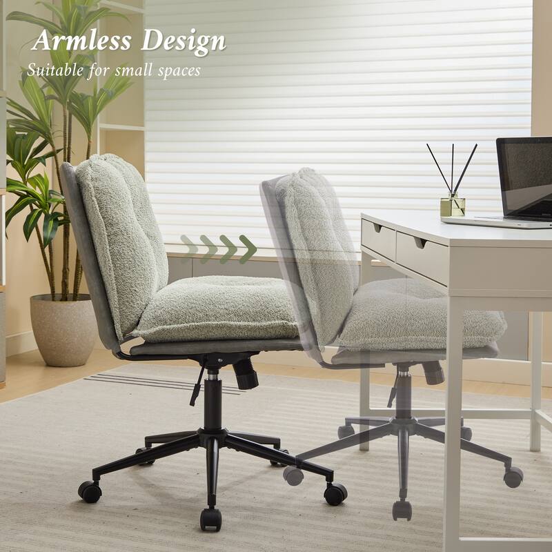 Oversize Seat Cirss Cross Chair with Wheels, Elegant Design Computer Chair, Adjustable Height 360° Rolling Swivel Chair