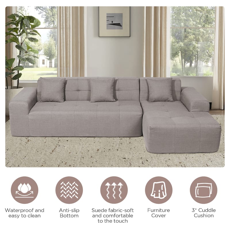 Outdoor Modern Sectional Sofa with L-Shape Chaise, Minimalist Modular Couch, No Assembly Required