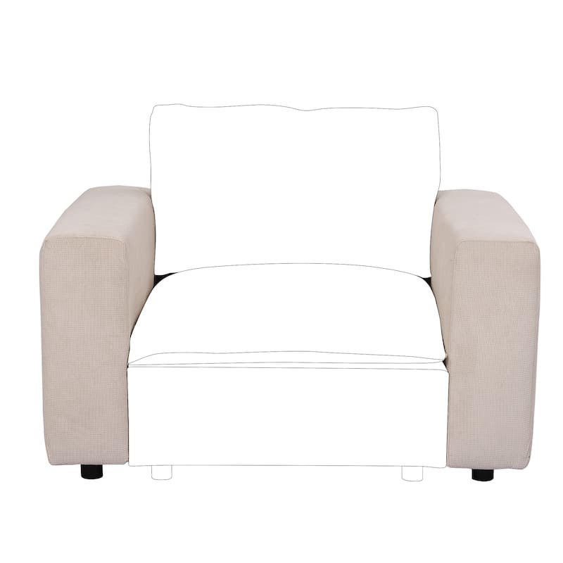 Modular Sectional Sofa, Modern Comfy Cloud Sofa Couch, Corduroy Rainbow Deep Seat Sofa with Movable Cushion - Armrest - White