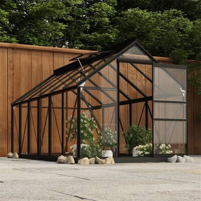 Glass Greenhouse for Outdoor 61"x 117.3"x 75.2" Aluminum Anthracite