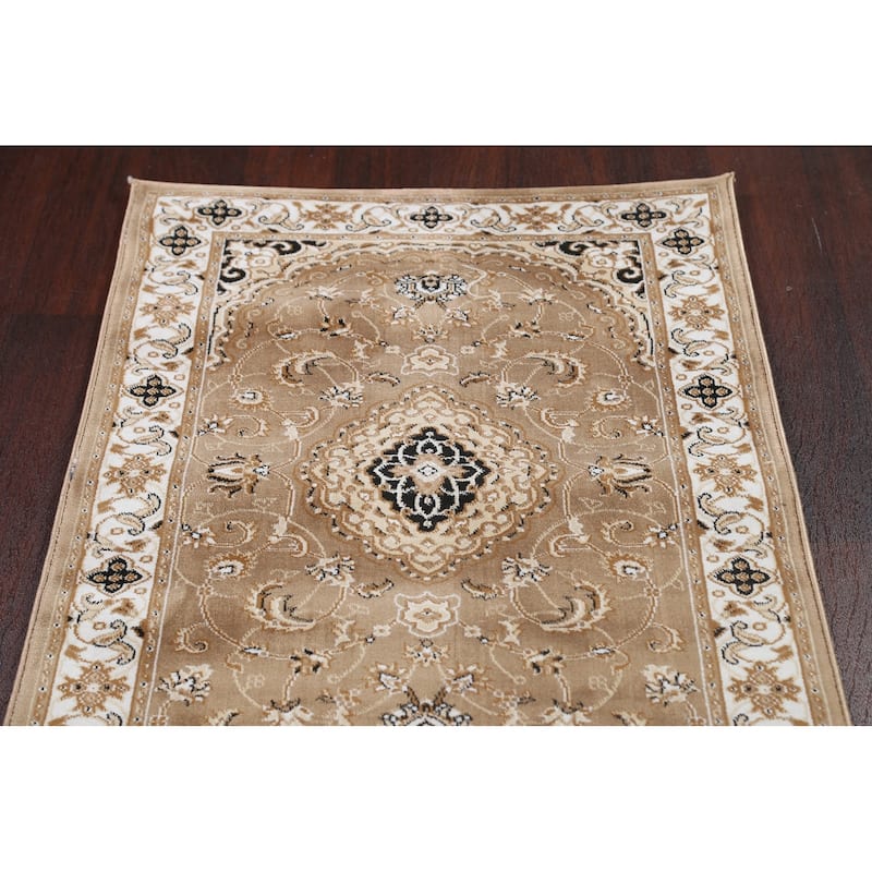 Traditional Brown Floral Oriental Tabriz Area Rug Turkish Carpet