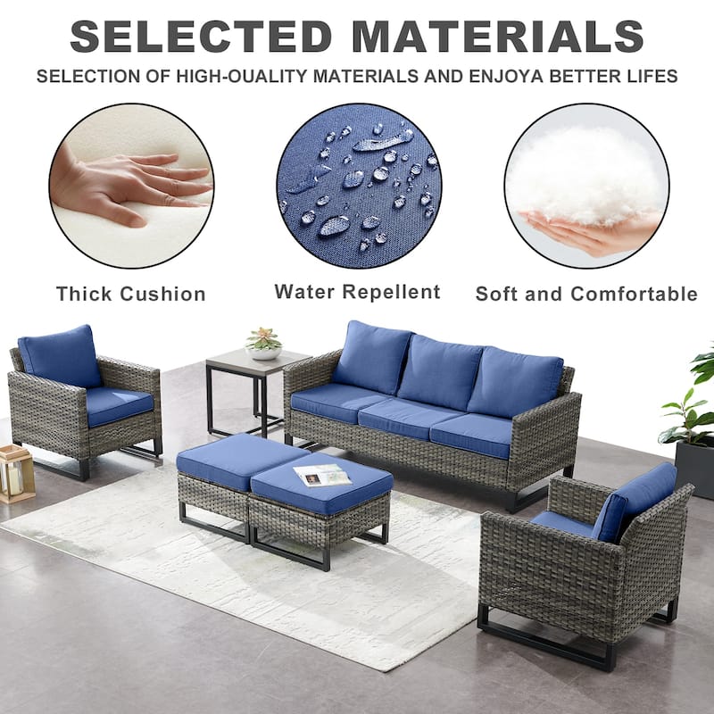 6 Piece 3-Seat Sofa Chair Table Set