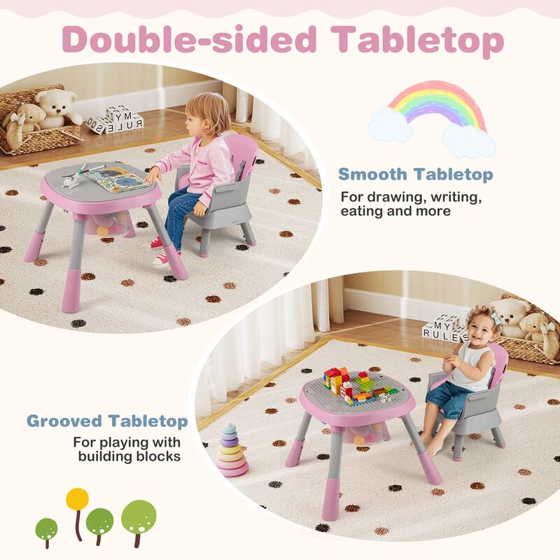Gymax 16-in-1 Baby High Chair w/ Activity Center Booster Seat Building