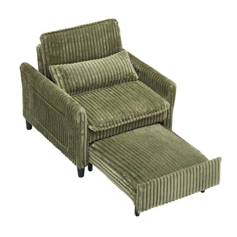 Corduroy Accent Chair Convertible Chaise Lounge, Single Sofa Chair Lounge Chair Pull-out Sleeper Sofa Bed