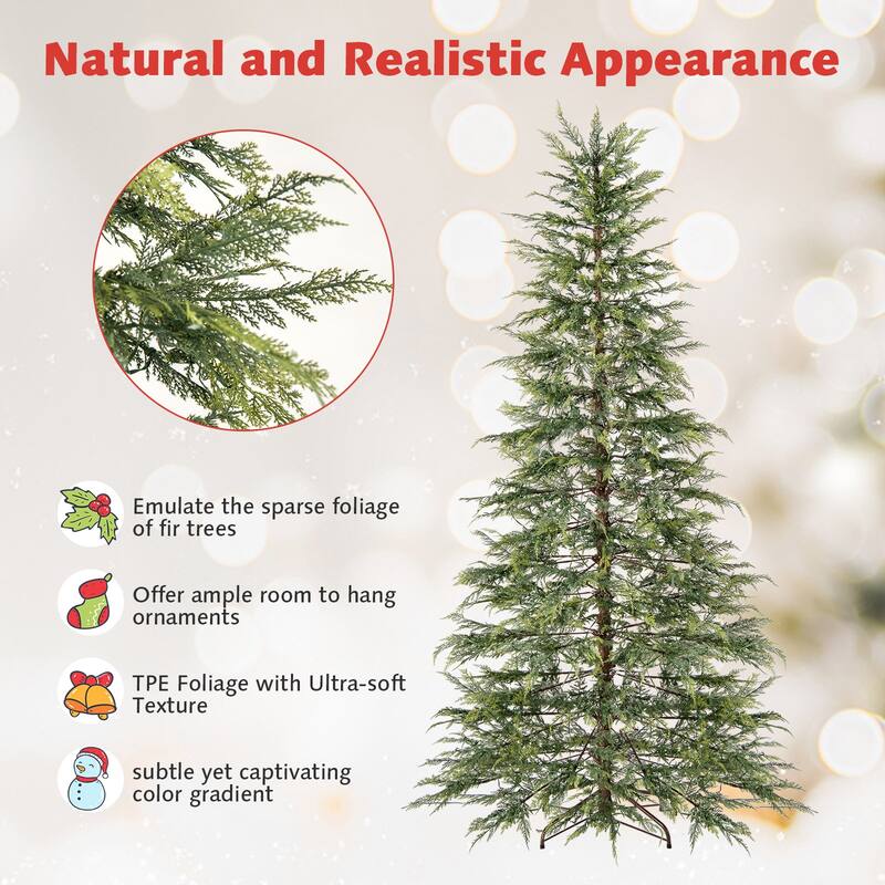 Pre-Lit Green Artificial Christmas Tree with Multicolor LED Lights and Realistic TPE Branches