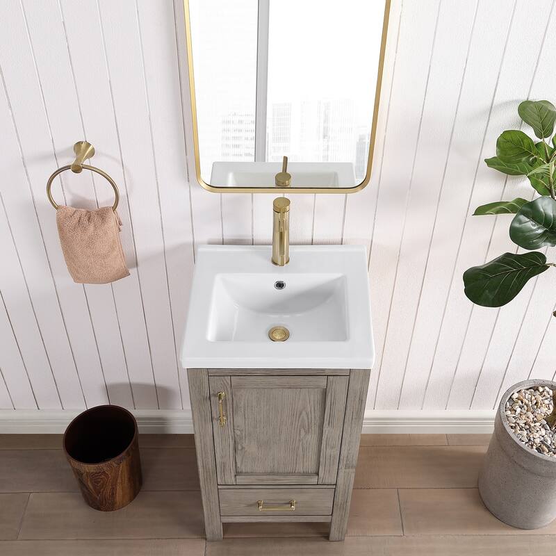 Gela Single Bath Vanity with Ceramic Basin Top and Mirror