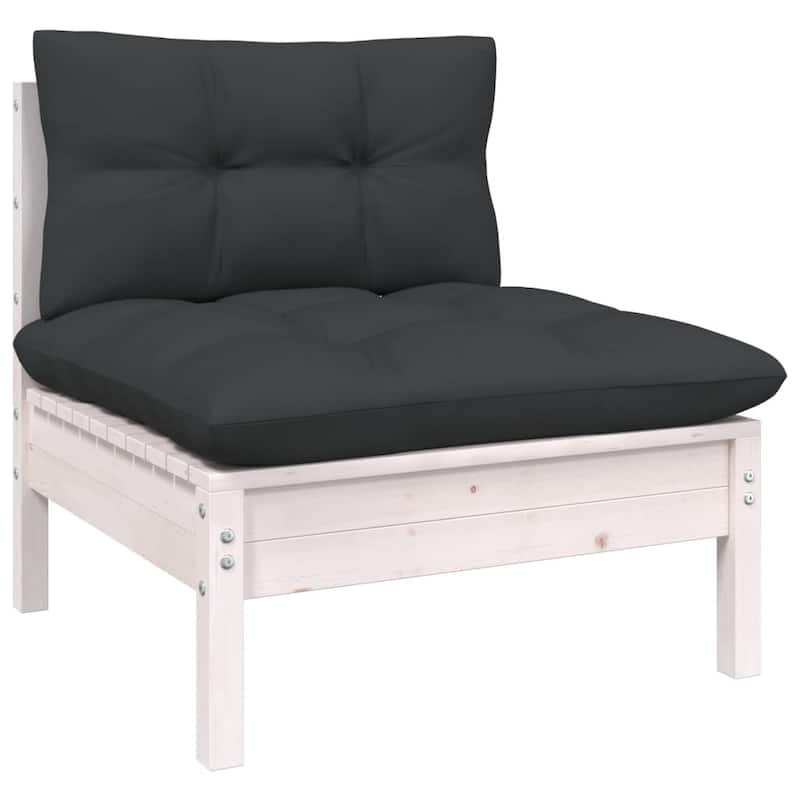 vidaXL Solid Pinewood Patio Lounge Set 13 Piece with Cushions Multi Colors - 25" x 25" x 24.6"