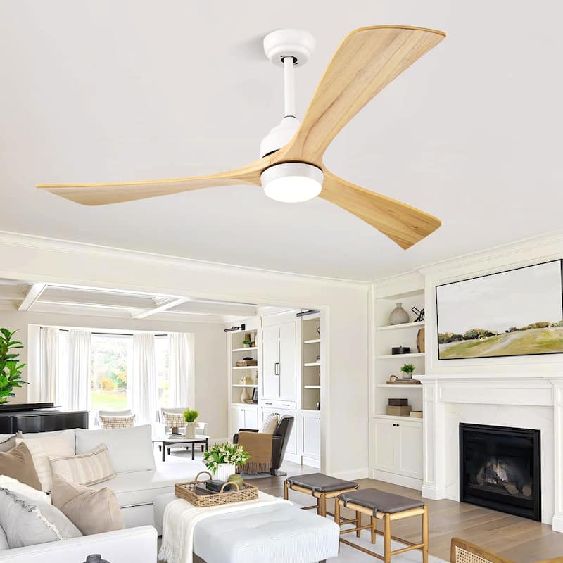 52" Ceiling Fan with Lights Remote Control,Quiet DC Motor 6 Speed Levels,Reversible Blades, for Patio Living Room, Bedroom
