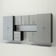 preview thumbnail 1 of 4, Flow Wall 8 Piece PVC Indoor Cabinet Deluxe Workstation White Slatwall / Silver Cabinets