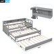 preview thumbnail 5 of 12, Twin XL Size Wood Daybed with 2 Trundles, 3 Storage Cubbies, 1 Light for Free and USB Charging Design Creative Triple Bunk, Gray