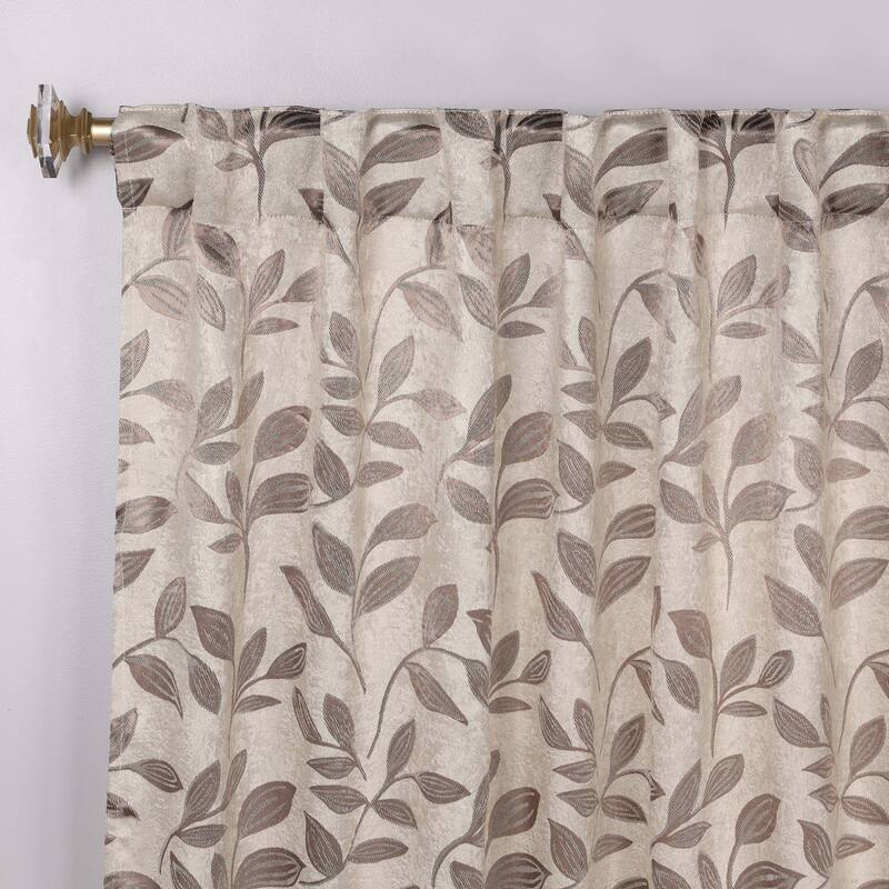Superior Leaves Machine Washable Room Darkening Curtains with Back Tabs, Set of 2