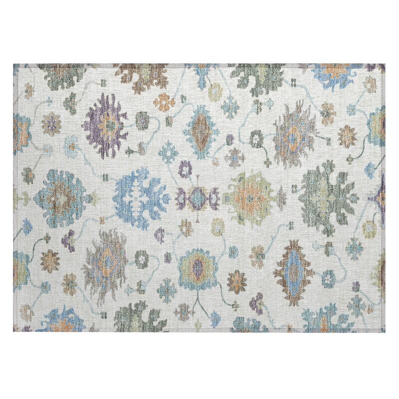 Machine Washable Indoor/ Outdoor Traditonal Delhi Chantille Rug