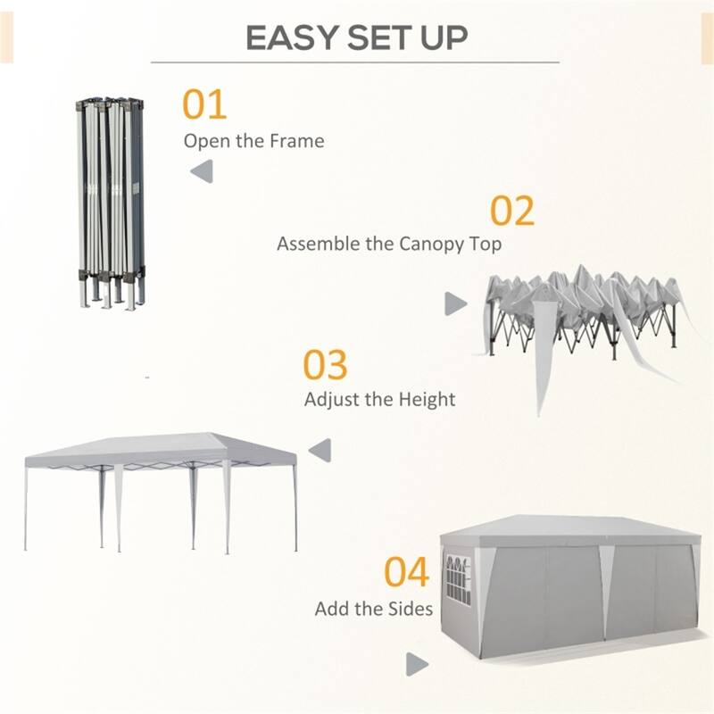 Light Grey Canopy Tent with Windows and 3 Height Settings Ground Stakes Included Carry Bag - 232.25" L x 117" W x 112.25" H