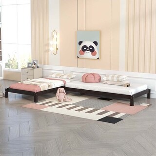 Stackable Double Bed 2 Twin Wood Bed Guest Bed Stackable Bed Espresso - Bed Bath & Beyond ...