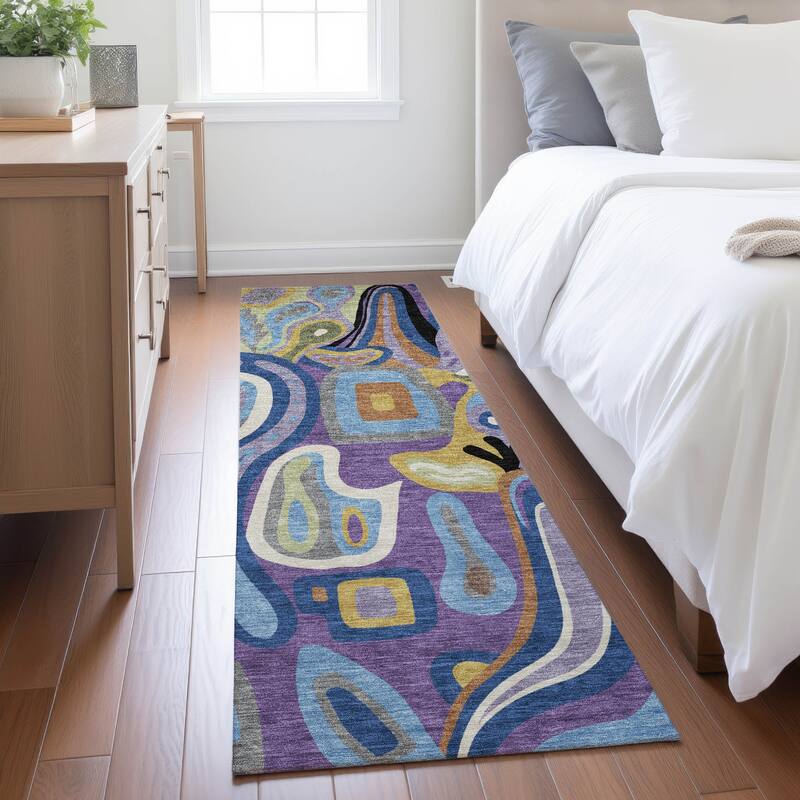 Machine Washable Indoor/ Outdoor Modern Picasy Chantille Rug