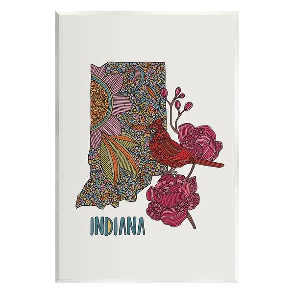 Stupell Indiana State Bird Florals Wall Plaque, Design By Valentina ...