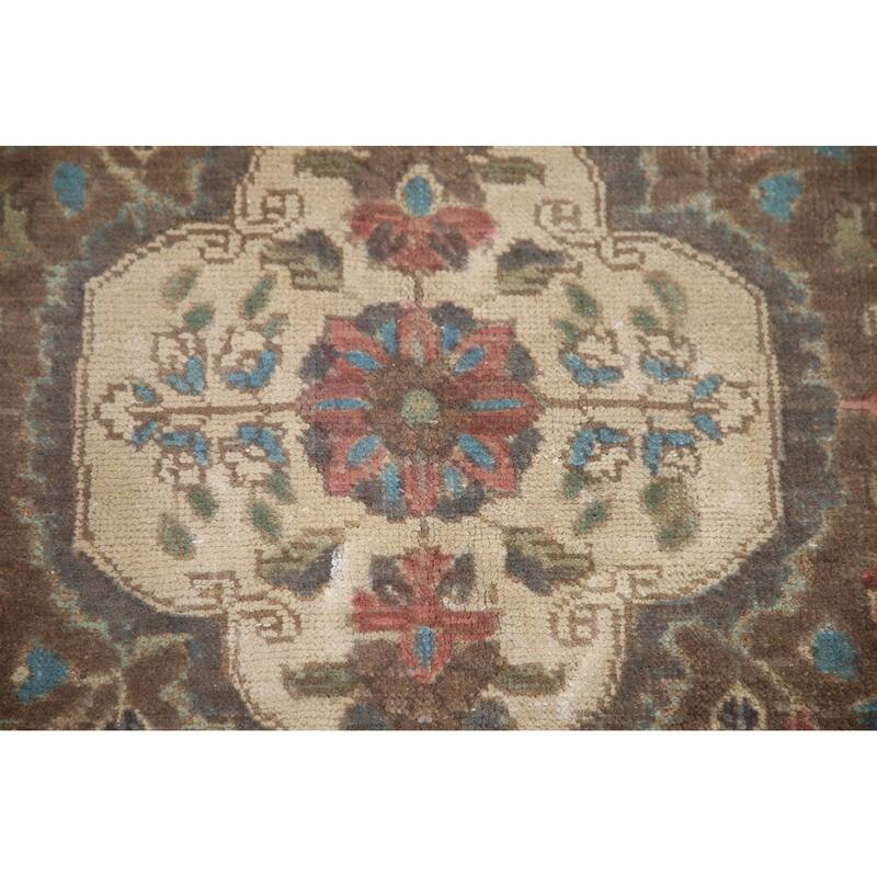 Hand Knotted Oriental 100% Wool Carpet Traditional Floral Green Tabriz Area Rug - 9' 5'' X 6' 4''
